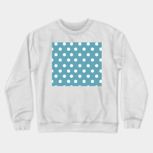 Teal Blue Large Polka Dot Pattern Crewneck Sweatshirt